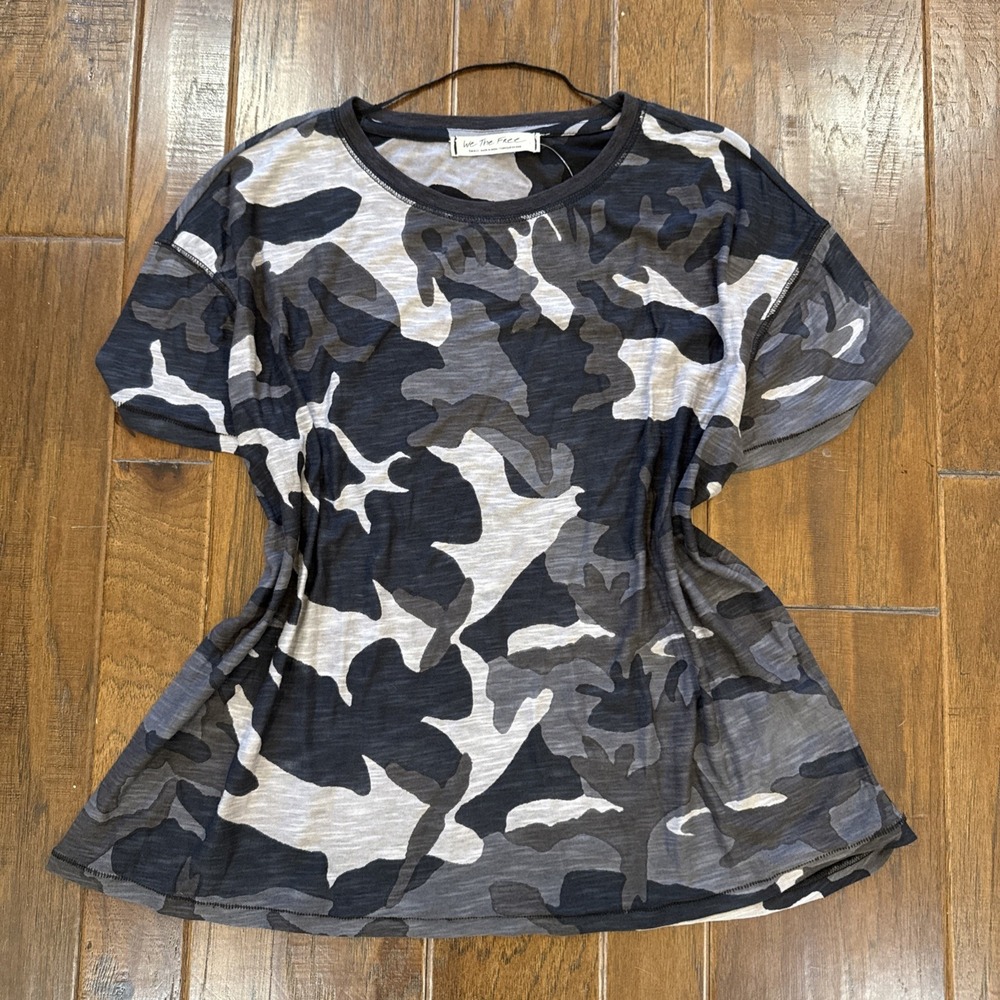 Free People Oversized Boxy Camo T Shirt Women S Gray We The Free Thin Boho Beach